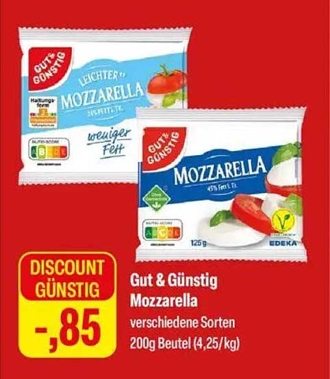 Gut & Günstig Mozzarella 200g Beutel