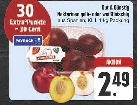 Gut & Günstig Nektarinen gelb- oder weißfleischig aus Spanien, 1 kg Packung
