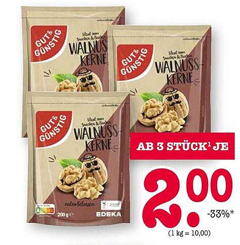Gut & Günstig Walnusskerne 200 g - Ab 3 Stück je 2,00 €