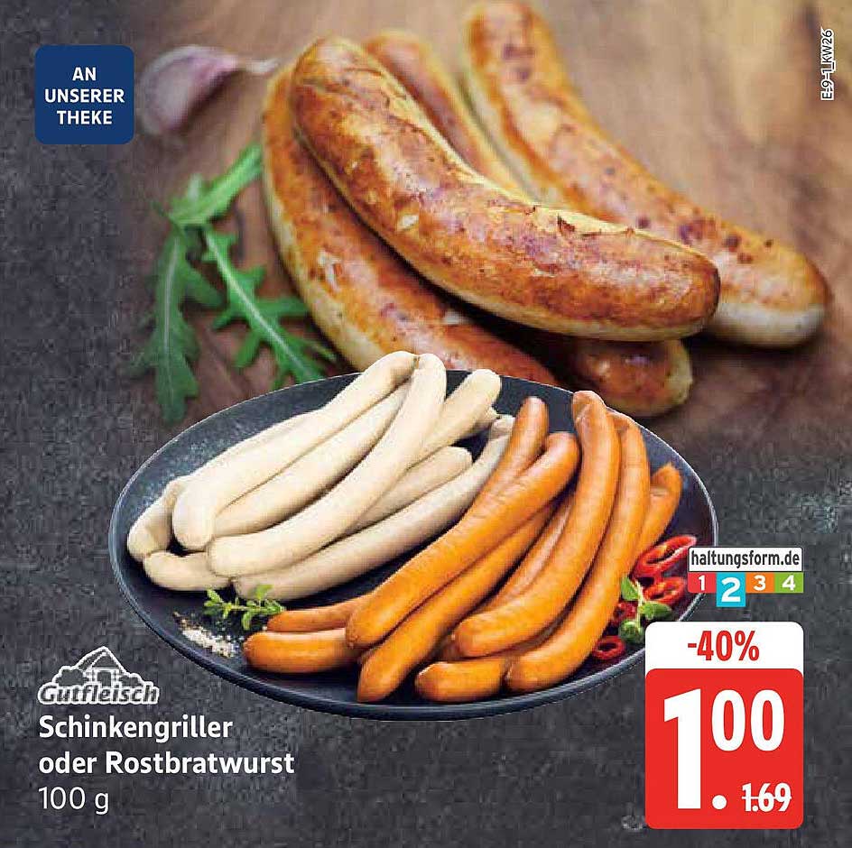 Gutfleisch Schinkengriller oder Rostbratwurst 100 g