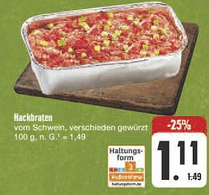 Hackbraten vom Schwein, verschieden gewürzt