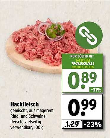 Hackfleisch gemischt, aus magerem Rind- und Schweinefleisch, vielseitig verwendbar, 100 g