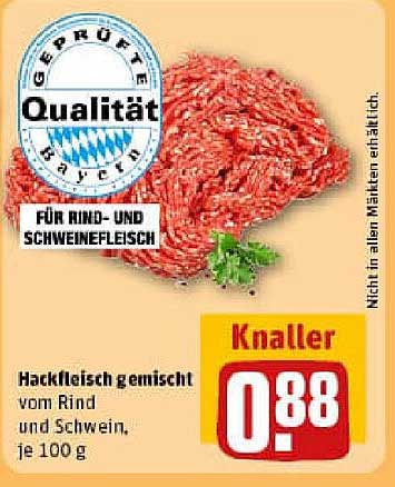 Hackfleisch gemischt vom Rind und Schwein, je 100 g