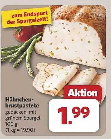 Hähnchenbrustpasteete gebacken, mit grünem Spargel 100 g