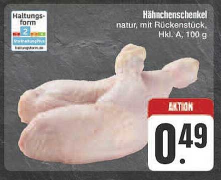 Hähnchenschenkel natur, mit Rückenstück, Hkl. A, 100 g