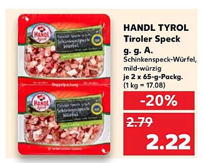 HANDL TYROL Tiroler Speck g. g. A. Schinkenspeck-Würfel, mild-würzig