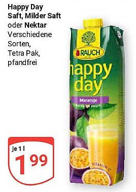 Happy Day Saft, Milde Saft oder Nektar - Verschiedene Sorten, Tetra Pak, pfandfrei