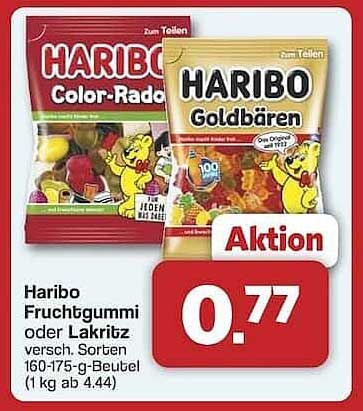 Haribo Fruchtgummi oder Lakritz 160-175 g