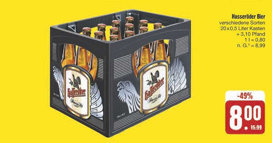 Hasseröder Bier - verschiedene Sorten, 20 x 0,5 Liter Kasten