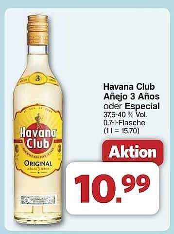 Havana Club Añejo 3 Años oder Especial - 0,7l Flasche