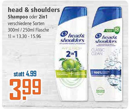 head & shoulders Shampoo oder 2in1 verschiedene Sorten 300ml / 250ml Flasche