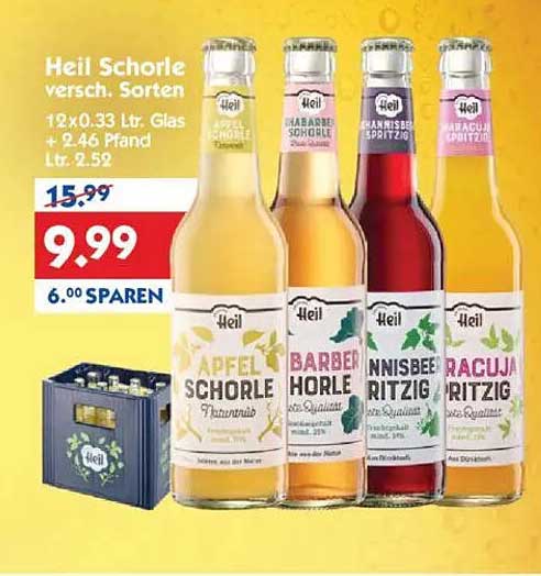 Heil Schorle 12 x 0,33 Ltr. Glas - verschiedene Sorten