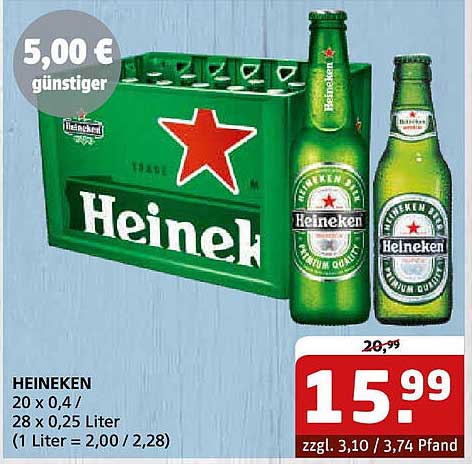 HEINEKEN 20 x 0,4 l (28 x 0,25 l) - jetzt günstig!
