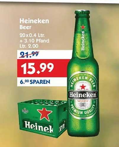 Heineken Bier 20 x 0,4 L - Jetzt sparen!