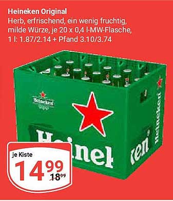 Heineken Original 20 x 0,4 l MW-Flasche
