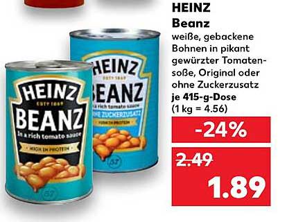 HEINZ Beanz - weiße, gebackene Bohnen in pikant gewürzter Tomatensauce