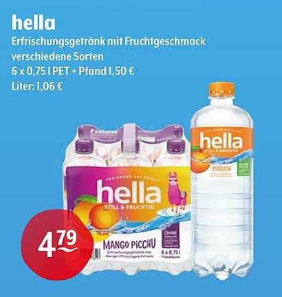 hella Erfrischungsgetränk mit Fruchtgeschmack - 6 x 0,75l