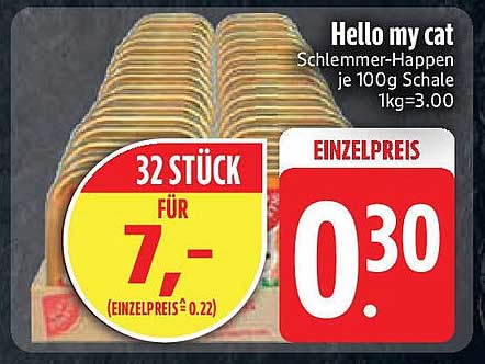 Hello my cat Schlemmer-Happen, 32 Stück für nur 7,- Euro
