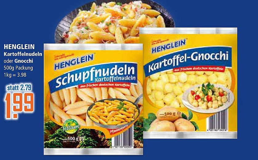 HENGLEIN Kartoffelnudeln oder Gnocchi 500g Packung
