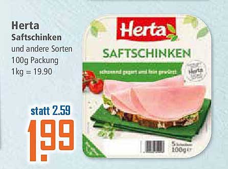 Herta Saftschinken und andere Sorten 100g Packung