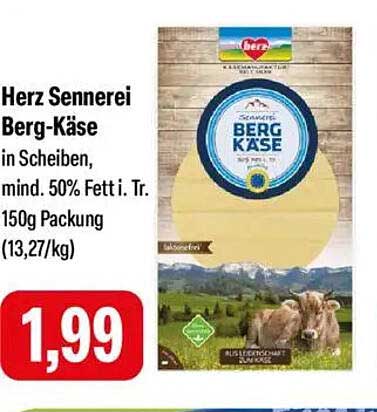 Herz Sennerrei Berg-Käse in Scheiben, 150g