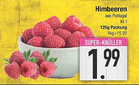 Himbeeren aus Portugal, Klasse I, 125g Packung