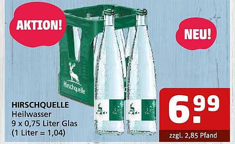 Hirschquelle Heilwasser 9 x 0,75 Liter Glas