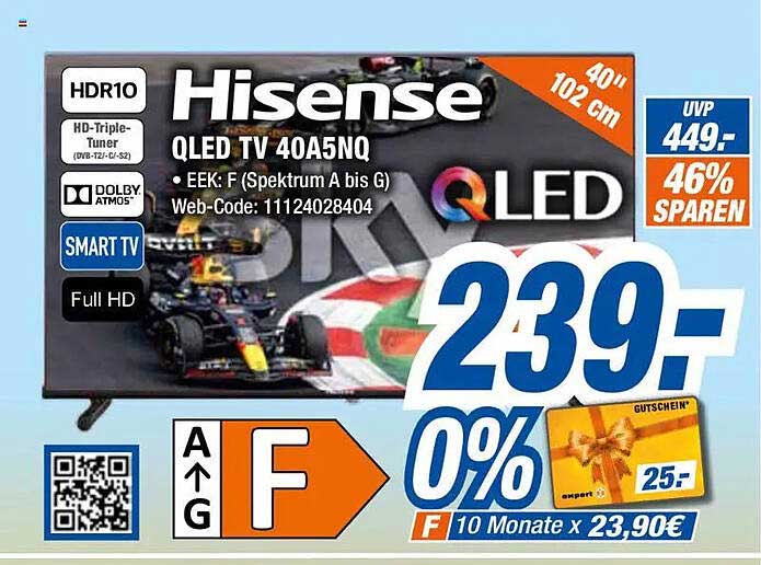 Hisense QLED TV 40A5NQ - 40" (102 cm) Smart TV