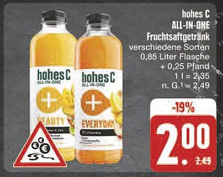 hohes C ALL-IN-ONE Fruchtsaftgetränk 0,85 Liter Flasche