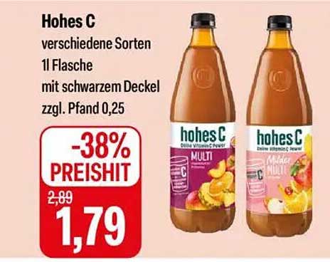 Hohes C - verschiedene Sorten 1l Flasche mit schwarzem Deckel
