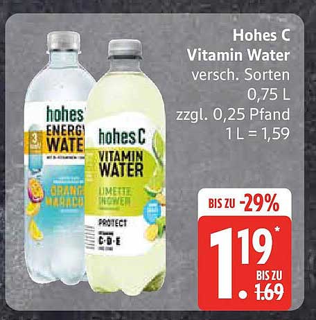 Hohes C Vitamin Water verschiedene Sorten 0,75 L