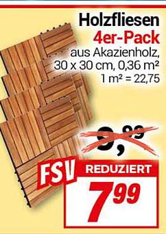 Holzfliesen 4er-Pack aus Akazienholz