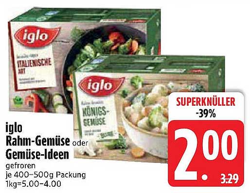 iglo Rahm-Gemüse oder Gemüse-Ideen 400-500g