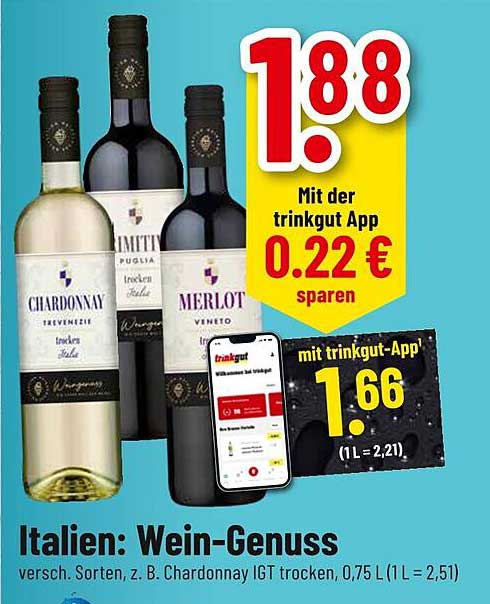 Italien: Wein-Genuss - verschiedene Sorten wie Chardonnay und Merlot