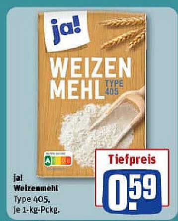 ja! Weizenmehl Typ 405, je 1-kg-Pckg.