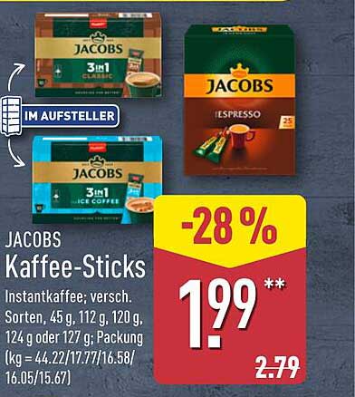 JACOBS Kaffee-Sticks 3in1 und Espresso – Genuss in Perfektion