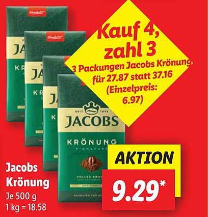 Jacobs Krönung Kaffee – Kauf 4, zahl 3