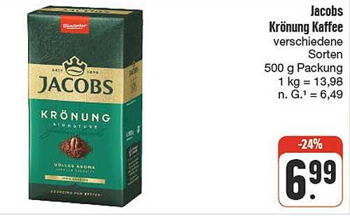 Jacobs Krönung Kaffee verschiedene Sorten 500 g Packung