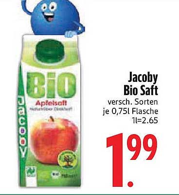 Jacoby Bio Saft in verschiedenen Sorten 0,75L Flasche