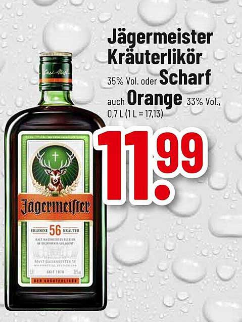 Jägermeister Kräuterlikör Scharf oder Orange, 0,7 L