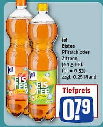 jal Eistee Pfirsich oder Zitrone, je 1,5 l