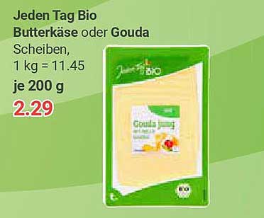 Jeden Tag Bio Butterkäse oder Gouda Scheiben, 200 g