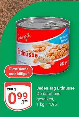 Jeden Tag Erdnüsse geröstet und gesalzen, 200 g