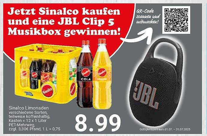 Jetzt Sinalco kaufen und eine JBL Clip 5 Musikbox gewinnen!