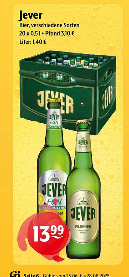 Jever Bier, verschiedene Sorten - 20 x 0,5 Liter für 13,99 €