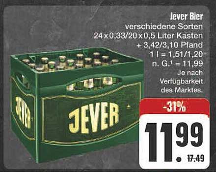Jever Bier verschiedene Sorten 24 x 0,33/20 x 0,5 Liter Kasten