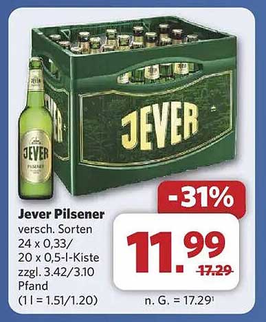 Jever Pilsener versch. Sorten 24 x 0,33l