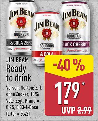 Jim Beam Ready to Drink - Verschiedene Sorten