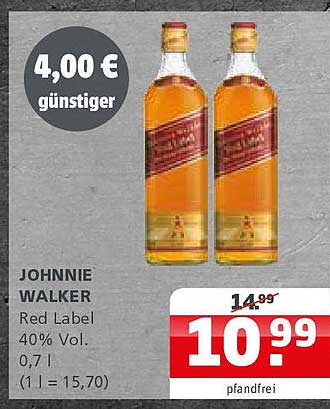 JOHNNIE WALKER Red Label 40% Vol. 0,7 l - Jetzt im Angebot!