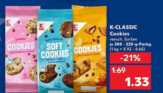 K-CLASSIC Cookies – verschiedene Sorten je 200 - 225 g